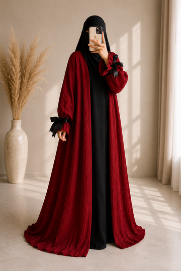 Luxury Red Abaya by Hayah Collection | Premium Elegant & Modest Abaya for Women